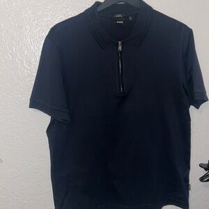 Hugo Boss MERCERIZED-COTTON SLIM-FIT POLO SHIRT WITH ZIP NECK